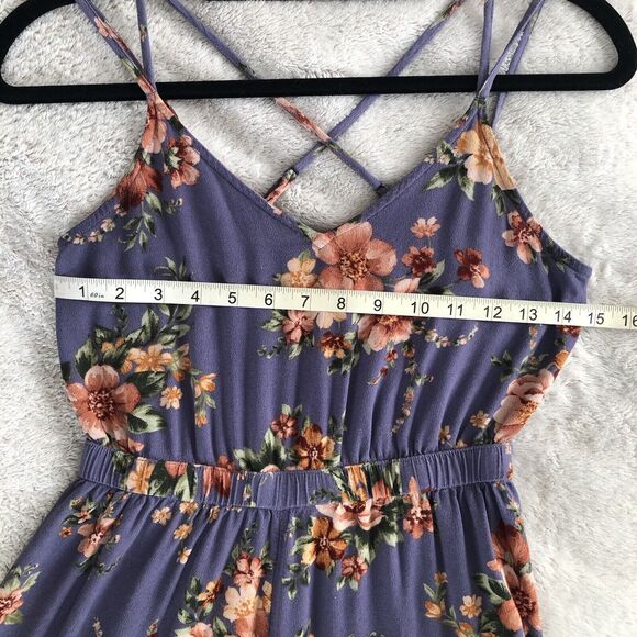 American Eagle Jumpsuit Small Cropped Floral Ruffle Flare Leg Adjustable Strappy - Picture 11 of 13